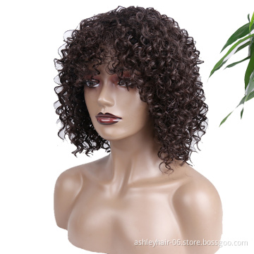 Kanekalon Vendor High Quality Fiber Cheap Color Heat Resistant Afro Curly Synthetic Synthetic Hair Wigs For Black Women